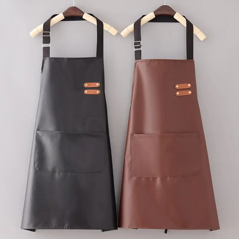 Woodworking Apron - PU 가죽 방수 및 내유성 앞치마,