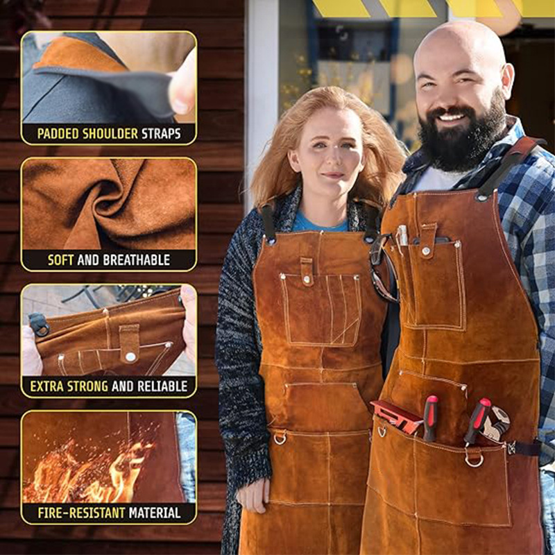 Woodworking Apron - 난연 및 방수 앞치마, 양면 플리스,