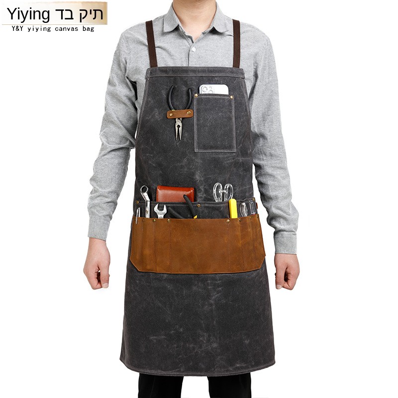 Woodworking Apron - 오일 왁스 캔버스 앞치마 공구 파우치