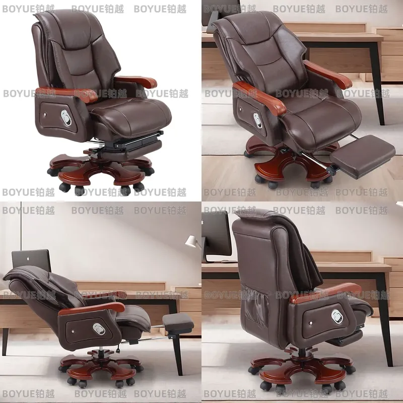 Woodworking Desk Chair - 고급 가죽 사무용 의자, 인체공학적 컴퓨터