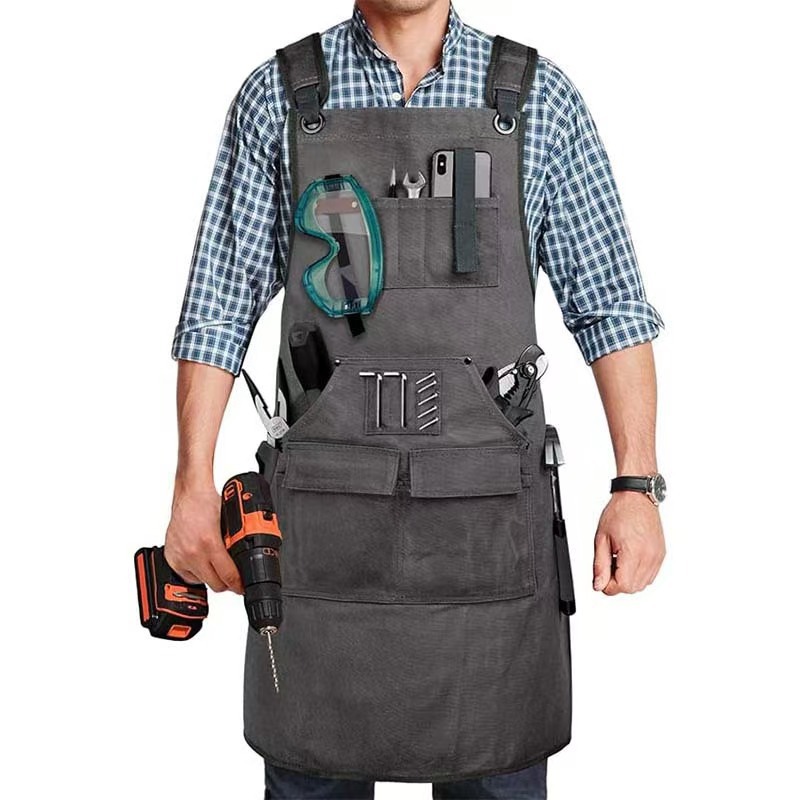Woodworking Apron - 조절 가능한 크로스 백 스트랩이 있는