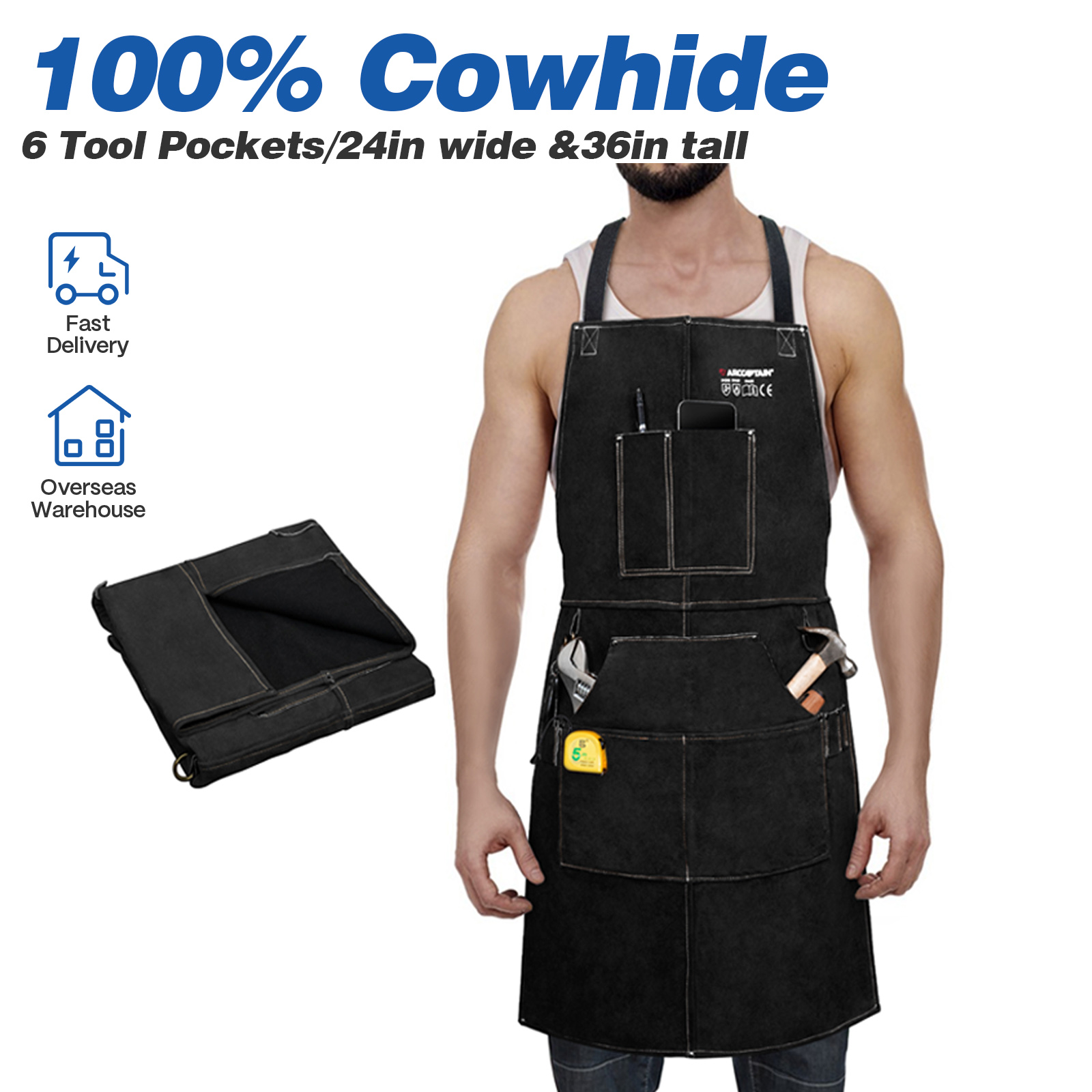 Woodworking Apron - ARCCAPTAIN 가죽 용접 작업 앞치마 열