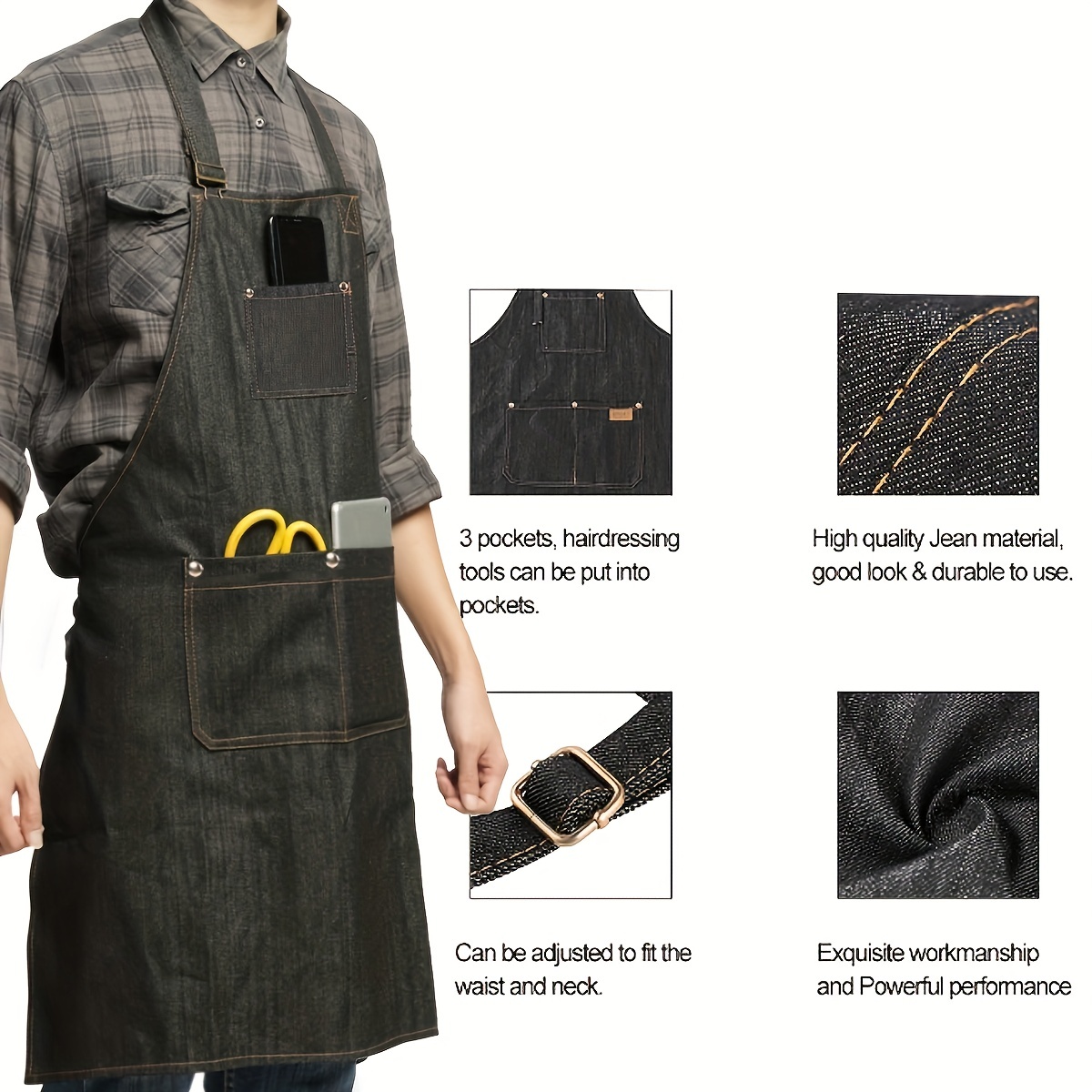 Woodworking Apron - 주머니가있는 경량 데님 진 도구 앞치마