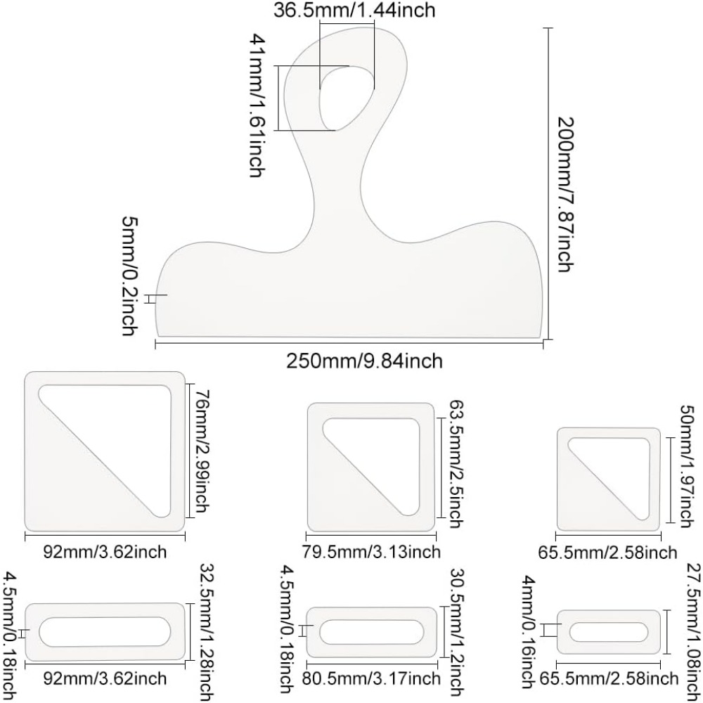 7개 세트 샤쿠테리 템플릿 아크릴 핸들 커팅 보드 라우 - Woodworking Templates 리뷰 및 가격