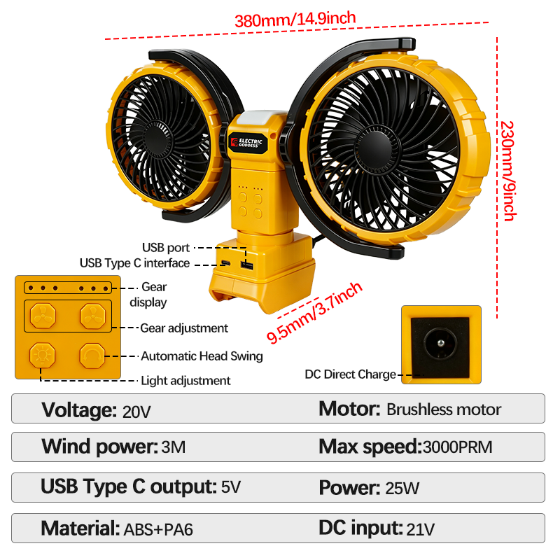 3000RPM 휴대용 듀얼 헤드 팬 360 °   회전 - Woodworking Essential Tools 리뷰 및 가격