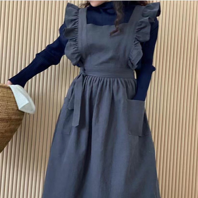 프랑스 궁전 스타일 앞치마 레트로 러플 엣지 코튼 앞치 - Woodworking Apron 리뷰 및 가격