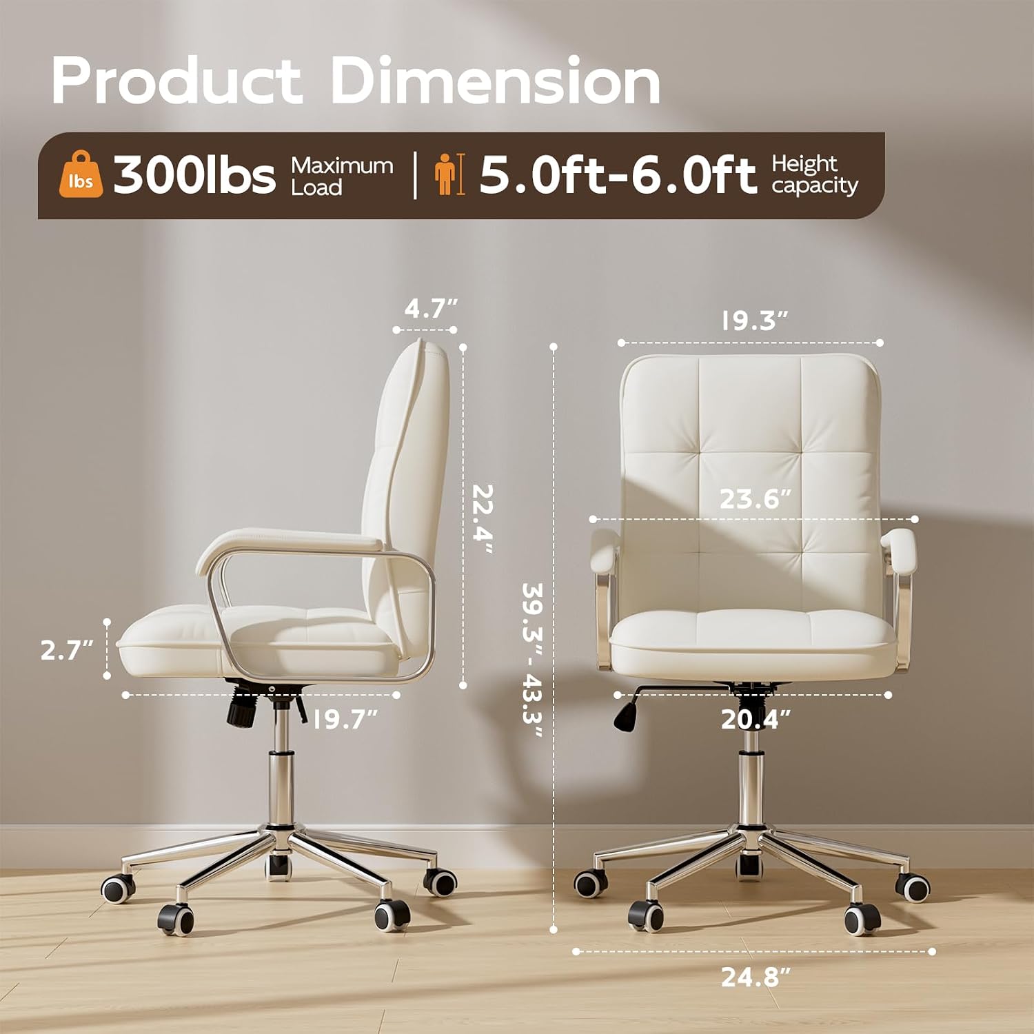 바퀴와 패딩 처리된 팔걸이가 있는 중간 높이 가죽 사무 - Woodworking Desk Chair 리뷰 및 가격